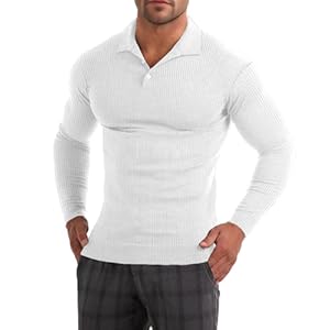 Muscle Cmdr Men’s Slim Fit Muscle Polo Shirts Long&Short Sleeve Stretch Quick Dry Tee Casual Golf Athletic T-Shirts