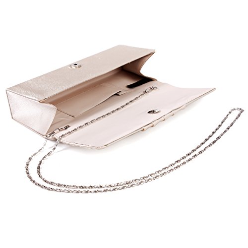 Damara Elegance Satin Cocktail Wedding Handbag Evening Clutch Bag,Navy Blue