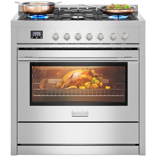 Empava 36″ Professional Gas Range with 18K BTU Triple-Ring Power Burner, Convection Oven, Built-in Timer & Precision Simmer Control for High-Performance Home Cooking, ETL Certified