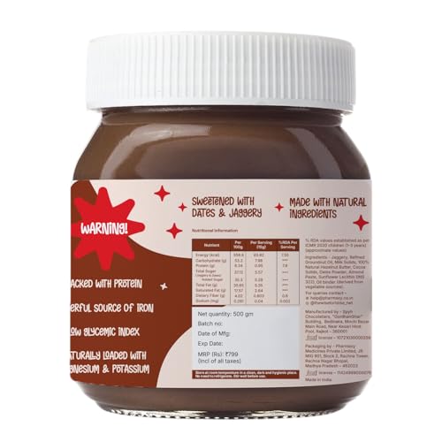 Image of The Wise Tortoise Scoopy Real Hazelnut Chocolate Spread | 100% Sweetened With Dates & Jaggery | Zero Palm Oil | No Refined Sugar | No Artificial Flavors | Clean & Healthy (500G)