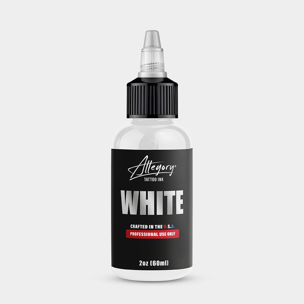 Allegory Tattoo Ink – White, Premium White Tattoo Ink, Perfect for Mixing, Shading and Highlighting, Smooth, Consistent Pigment, Vegan Friendly Tattoo Color, Organic Ink, Crafted in The USA, 2 oz