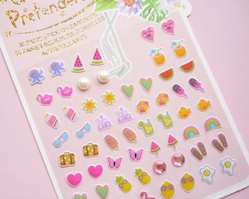 Image of koutey Stick On Earrings - Girls 3D Unicorn Sticker Earrings Self-Adhesive Glitter Craft Gem Stickers (Flamingo)