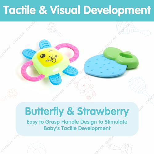 Image of Chanak Baby Kinder Rattle Set for 0-6 Months Old Baby, Non-Toxic, 100% BPA Free, Infant Grab, Spin & Shake Rattles, Colorful Rattles with 3 Pcs, Early Educational Sensory Toy, BIS Approved