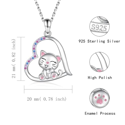 Cute cat necklace, pendant necklace for girls, for girls, boys, sons, granddaughters, birthdays, Christmas, graduation gifts, jewelry for girls over 3 years old.3