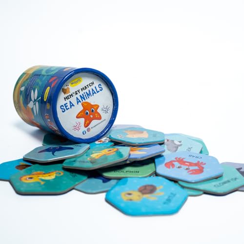 Image of THE BOOK TREE Memory Match Game: Sea Animals - 24 Durable Cards, 12 Ocean-Themed Pairs, Brain-Boosting Educational Game for Kids, Toddlers, and Families