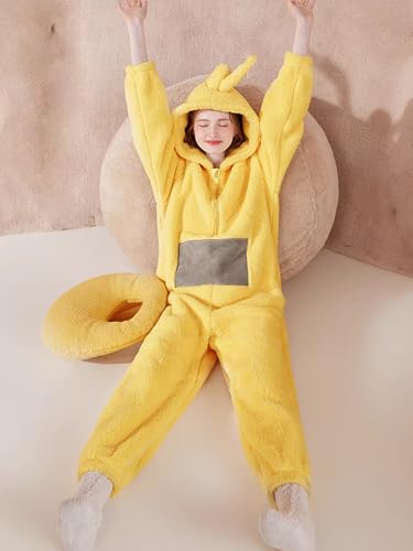Déguisement carnaval adulte jaune sous forme de combinaison pyjama confortable et ample - 5