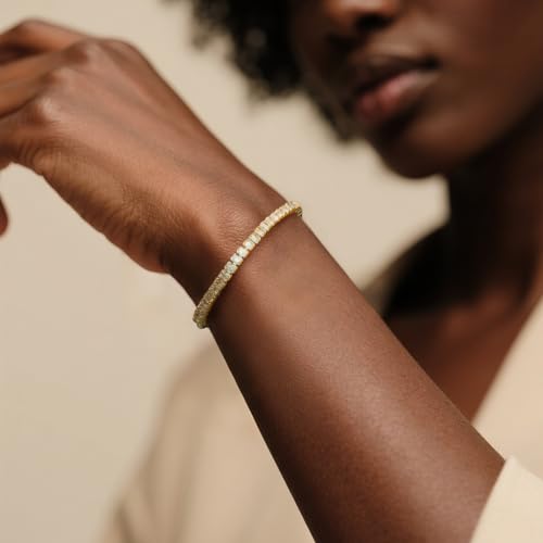 14K Gold/Silver Plated Square Tennis Bracelet for Women | Adjustable Cubic Zirconia Jewelry Gift3