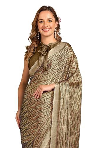 Image of MIRCHI FASHION Saree for Woman | Chiffon Block Printed Lightweight Daily Wear Sarees with Blouse