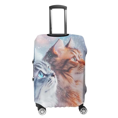Grey And Yellow Cats Travel Luggage Cover for Suitcase 19-32 Inches Elastic Washable Baggage Protector4