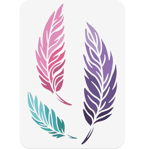 NBEADS Pochoir de Peinture à Petites Plumes, 29.7x21 cm Pochoirs D'Art et D'Artisanat Réutilisables Modèle de Peinture Ajouré pour Peinture Sur Bois,...