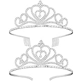 CRYSTAL RHINESTONES TIARAS: Aus strapazierfähiger Hartlegierung und Strass. 2 Diademe mit Diamantoptik und harter Textur für Funktionalität und Ästhetik, schön und funkelnd.