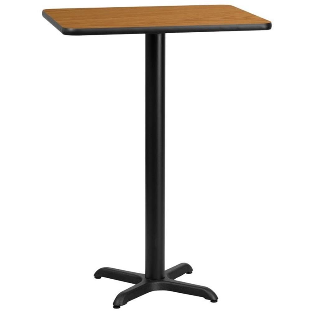 Flash Furniture 24'' x 30'' Rectangular Natural Laminate Table Top with 22'' x 22'' Bar Height Table Base