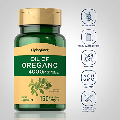 Piping Rock Oregano Oil Capsules 4000Mg | 150 Softgel Pills | Herbal Supplement | Non-Gmo, Gluten Free #TOP2