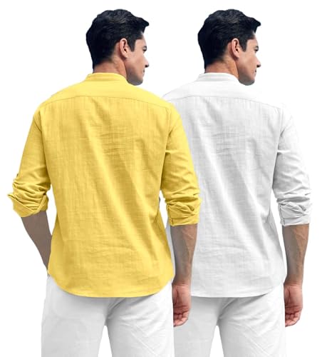 Image of Zombom Men's Kurta || Chinese Collar Long Sleeves || Straight Hip Length Kurtas || Short Kurta for Men || for Festival || Function || Occasion Wear Fancy Kurta for || Best Gifts for Men