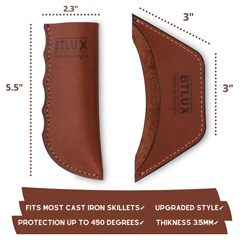 Btlux Cast Iron Handle Cover, Set Of 2 - Extra Thick Leather Heat Resistant Handle Holder For Cast Iron Skillets, Pans - 𝐌𝐚𝐝𝐞 𝐢𝐧 𝐆𝐞𝐨𝐫𝐠𝐢𝐚 #TOP3