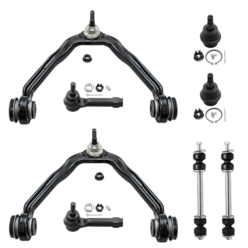 Image of Detroit Axle - 8pc Front End Kit for 1999-2006 Chevy Silverado 1500 GMC Sierra 1500, Suburban Yukon XL 1500 Tahoe, 2 Upper Control Arms w /Ball Joint 2 Lower Ball Joints 2 Outer Tie Rods 2 Sway Bars