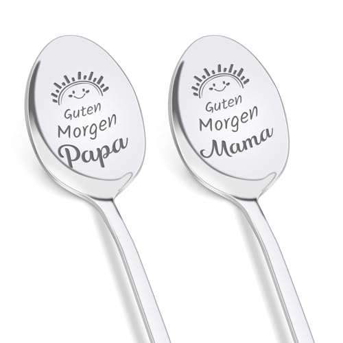 Tulolvae Weihnachtsgeschenke für Mama und Papa, 2 Stücke Kaffeelöffel Geburtstagsgeschenk für Eltern, Muttertagsgeschenke Vatertagsgeschenk für Mutter Vater, Weihnachten Vatertag Muttertag Geschenk
