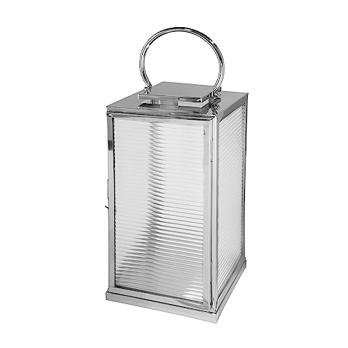 Fink Malaga Laterne aus Edelstahl und Glas in der Farbe Silber, Maße: 24cm...