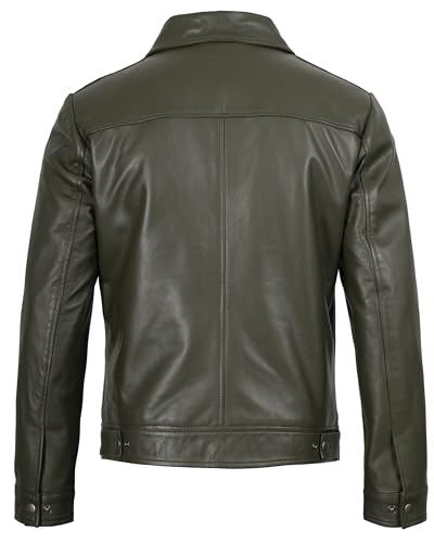 Image of fjackets Men's Real Lambskin Leather Jacket - Shirt-Collar Moto Biker Style Year-Round Wear