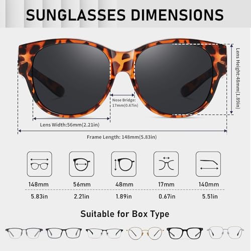 Image of HAOLOTA Fit Over Glasses Sunglasses for Women Polarized | Over Glasses Sun Glasses, UV400 Polarized Lens, Trendy Cat Eye Sunglasses, Lightweight and Flexible, Driving, Daily Use