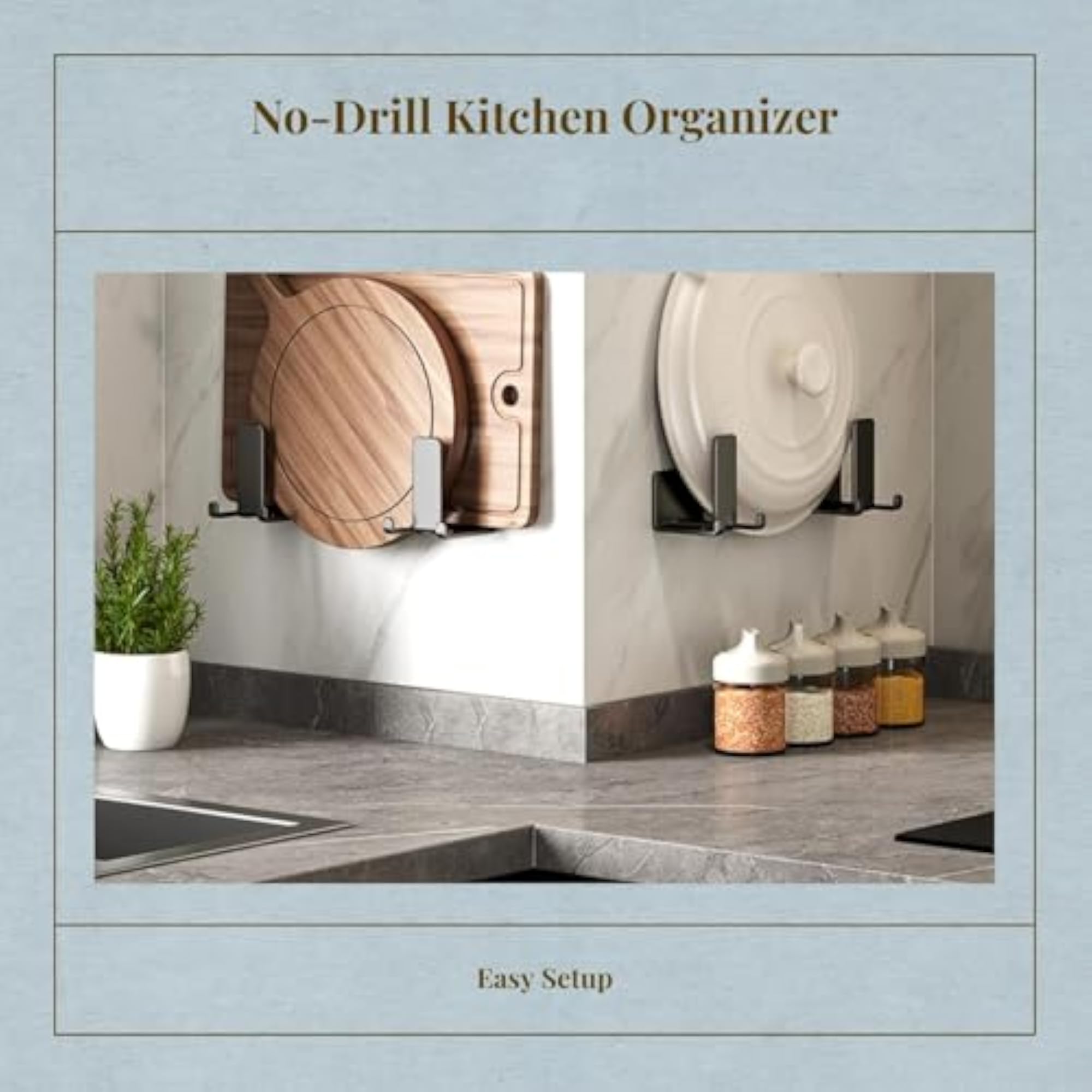 Stainless Steel No-Drill Wall Mount Cutting Board Rack