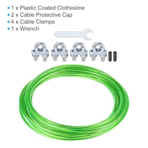 PATIKIL Plastic Coated Clothesline, 1/4"x20ft Steel Core Clothes line Metal Cable & Wire Rope for Drying Clothes Outside Hanging - Image 3