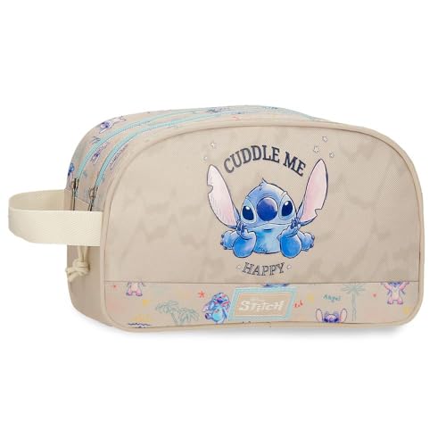 Disney Joumma Stitch Cuddle Me happy Nececer Adaptable Beige 26x16x11 cms Poliéster