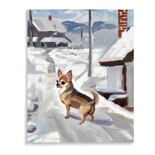 Paint by Numbers for Adults Beginners Chihuahua Dog Gift Birthday Anniversary or Any Festival. DIY Acrylic Painting Kit for Room Decor Canvas 16x20inch(40x50cm) Frameless