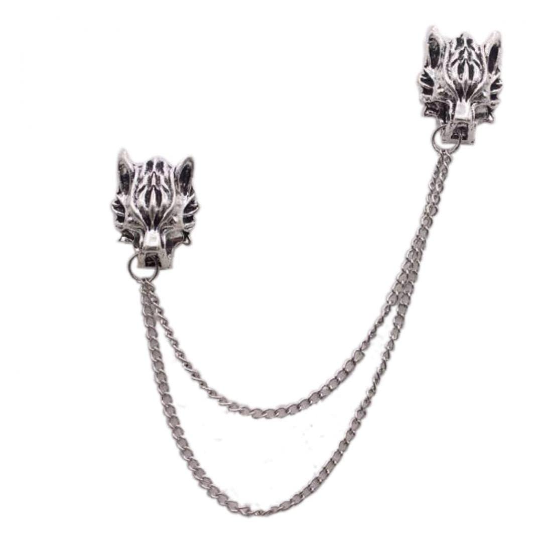 Broche Tête De Loup En Alliage - Collier Ou épinglette Tendance Pour Chemise, Pull, Débardeur - Accessoire Cadeau Original