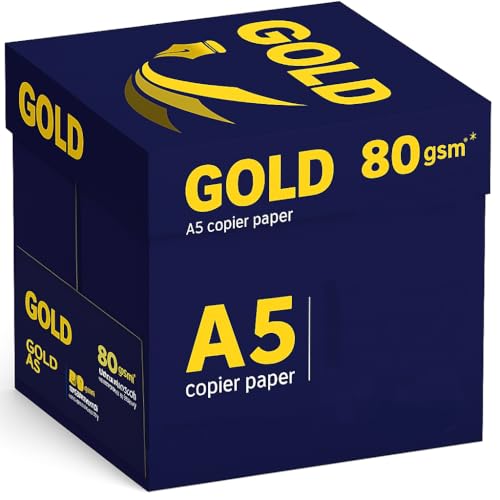 Indigo Box of A5 Office White Printer Copier Paper 5 Reams of 250 Sheets (1250 Sheets Total) 80gsm Gold Standard Premium High White Paper for Inkjet Laser & Copier Use