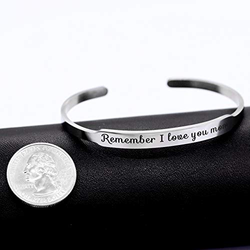 Image of Uloveido Charm Comfort Fit Stainless Steel Bangle Remember I Love You Mom Initial Cuff Bracelet Mother Day Mother's Gifts Y458