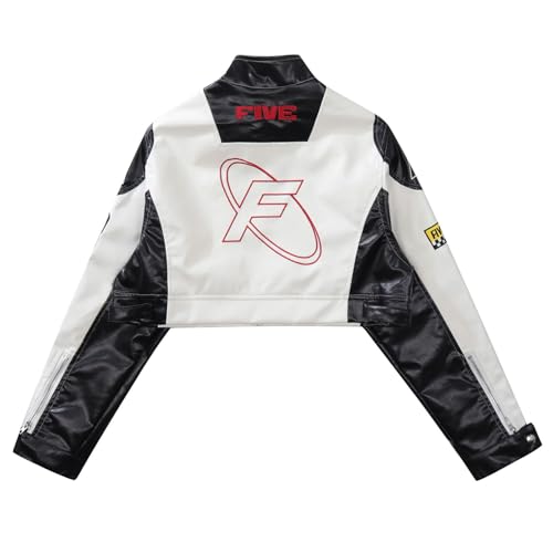 Aelfric Eden Cropped Leather Jacket Women PU Crop Moto Biker Racing Trendy Fashion Casual Coats2