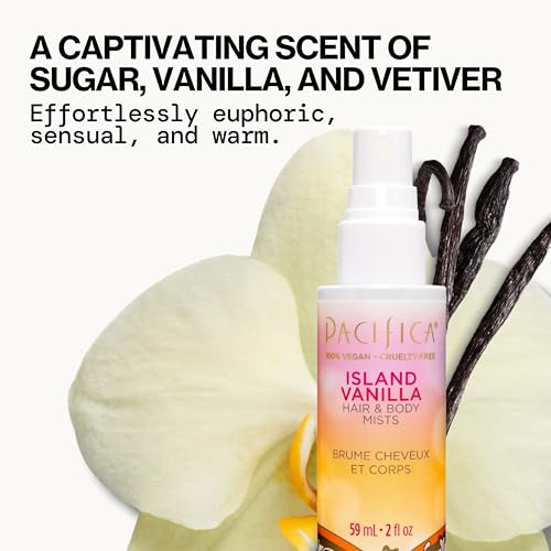Pacifica Beauty Mini Fragrance Sampler, 3 Island Vanilla Scents - Hair Perfume & Body Spray Gift Set, Vegan & Cruelty Free