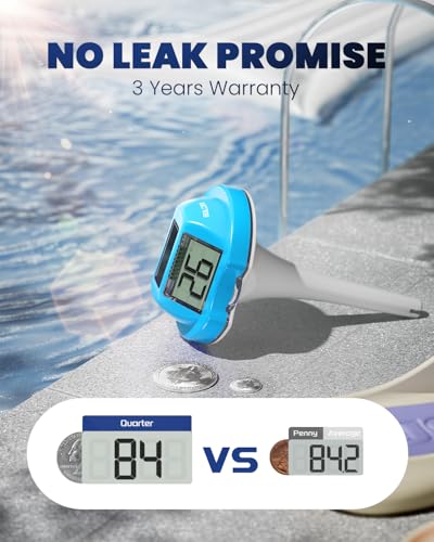 Image of BALDR Pool Thermometer Floating Easy Read, Solar Digital Pool Thermometer with Dual Large Screens, IPX7 Water Temperature Gauge for Inground Above Ground Pools & Spas (Light Blue)