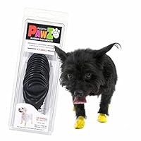 PawZ Rubber Dog Boots for Paws up to 1 1/2\", 12 Pack – Weatherproof Pet Booties for Pavement, Snow, Mud & Rain – Waterproof, Non-Slip Protection – XX-Small, Black