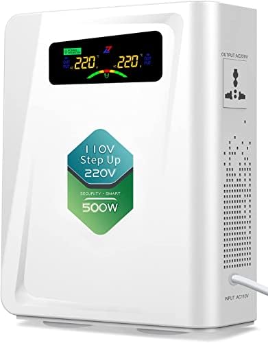 Voltage Converter 110 to 220 Step Up Transformer 500W, No Noise, Ten Protection Functions, CE & CQC Certified ,Using 220V Asia Euro Appliance in US