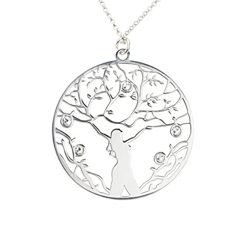 AKA Joyas - Colgante Mujer Árbol de la Vida y Cristales Swarovski Collar Plata de Ley 925, Mod. Potencia Femenina, Regalo para mama y niña