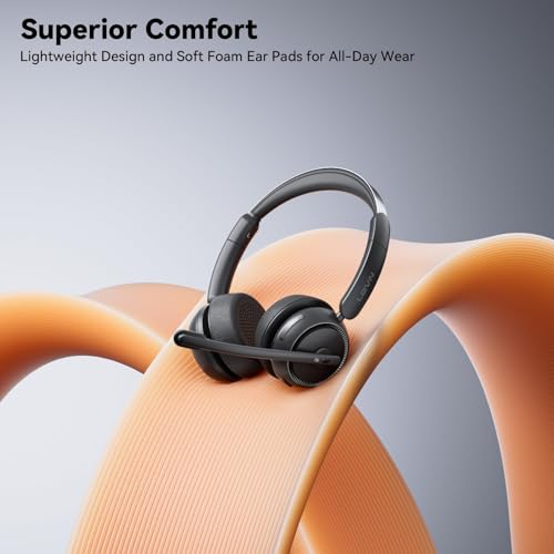Image of Wireless Headset with Mic for Work, Bluetooth Headset with Microphone AI Noise Cancelling & Mute Button, Wireless Headphones with Mic for Work /Home /Office /Call Center /PC /Laptop /Computer /Teams /Zoom