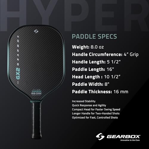 Image of Gearbox GX2 Pickleball Paddle - Carbon Fiber Face, SST 2.0 Power Core, High Spin & Control for an Exceptional All Around Paddle
