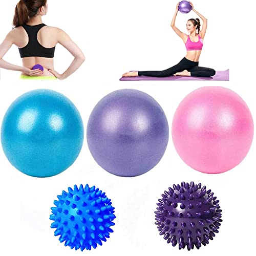 Binjor 5Pcs Mini Pelota de Ejercicio de Pilates 25cm Anti-explosión y Antideslizante Balones Yoga Fitness Bola Suiza Bola de Masaje con Pinchos de Erizo Cover