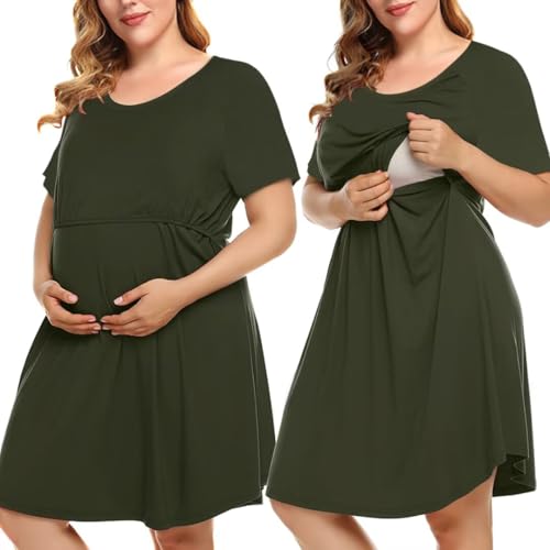 Image of MONNURO Plus Size 3 in 1 Labor/Delivery/Hospital Gown Nursing Maternity Nightgown Dress for Breastfeeding 1-5XL