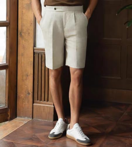 Men's Short Linen Pants Men Trousers Casual Pants Lightweight with Pockets Fit Pants4