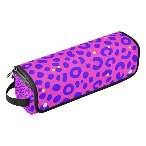 Bolso de viaje y tapete resistente al calor para herramientas de cabello, impermeable, para planchas y rizadores, estampado leopardo rosa y púrpura miniatura 1