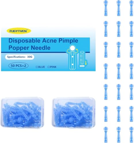 FUGYTVEN 100Pcs Professional Disposable Sterile Acne Blackhead & Milia Pimple Popper Needles KitPimple Popper with Precision Tips - Your Go-To Solution for Clear Skin Safe for Home & Salon Use