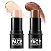 Focallure-2-Pcs-Contour-Foundation-Stick-Highlighter-Bronzer-Pen-Face-Brightens-Shades-Pencil-Highlighting-Shade-Longwear-Makeup-Highlight-Bronzer-Shaping-Trimming-Stick-FA01-19068-24 FOCALLURE 2 Pcs Contour Foundation Stick, Highlighter & Bronzer Pen, Face Brightens & Shades Pencil, Highlighting Shade Longwear Makeup, Highlight Bronzer Shaping Trimming Stick,Neutral