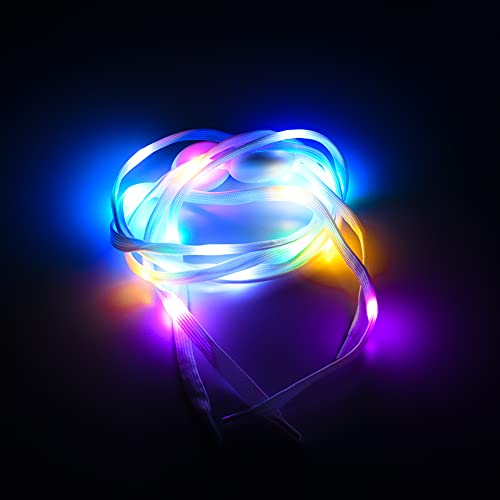 Led Shoelaces Multicolor Light Up Laces 3 Modes Flashing Colorful Shoestrings Battery Powered Nylon (2 Pack) #TOP4