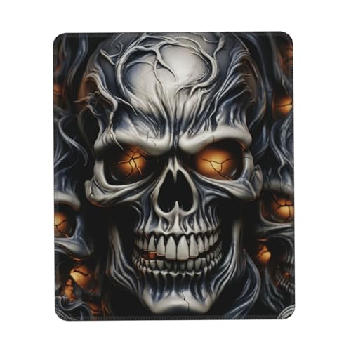 Tapis de souris motif tête de mort Cool Evil - 17,8 x 21,8 cm - Base en caoutchouc antidérapant - Tapis de souris étanche personnalisé pour souris sans...