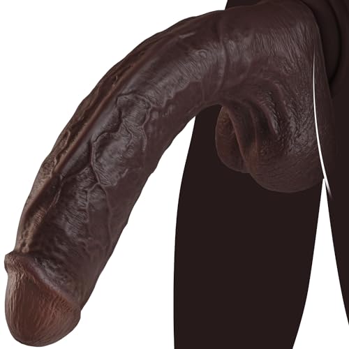 11 Inch Realistic Big Black Dildo Sex Toy, Skin-Like Huge Thick Dildo with Strong Suction Cup for Hands-Free, Lifelike Silicone Dildo for Anal Vagina Stimulation