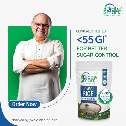 DiabeSmart Premium Diabetic Rice 5 kg | Tested Low GI Rice For Diabetic | Sugar Free Rice To Manage Blood Sugar Level| Sona Masoori Rice| Healthy Low Carb Brown Rice equivalent| Diabetes Food Products