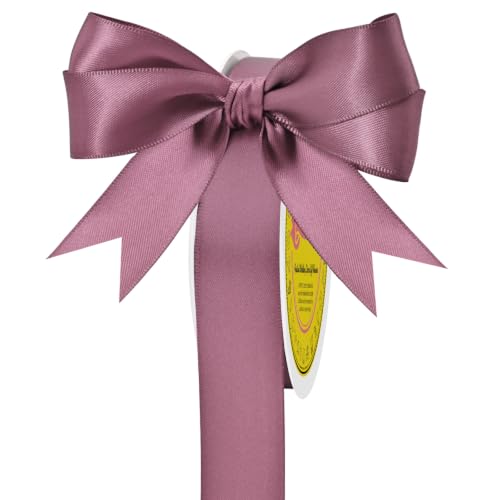 Image of Double Face Rose Mauve Satin Ribbon 7 /8 inch X 25 Yards Polyester Rose Mauve Ribbon for Gift Wrapping Very Suitable for Weddings Party Hair Bow Invitation Decorations and More